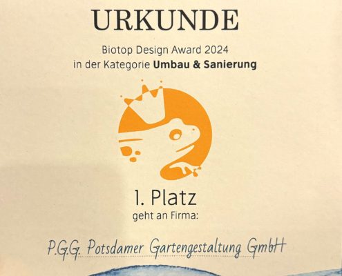 Urkunde über den 1. Platz in der Kategorie "Umbau & Sanierung"